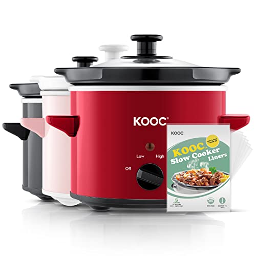 KOOC Small Slow Cooker, 2-Quart with Adjustable Temp