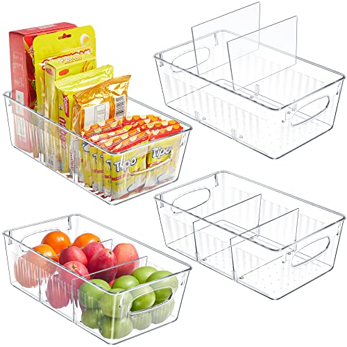  HOOJO Refrigerator Organizer Bins - 4pcs Clear Plastic Bins For  Fridge, Freezer, Kitchen Cabinet, Pantry Organization, BPA Free Fridge  Organizer, 12.5 Long-Medium, Clear: Home & Kitchen