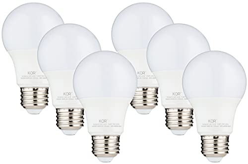 KOR 9W LED A19 Light Bulb - 6 Pack, Soft White, 750 Lumens, Long Life