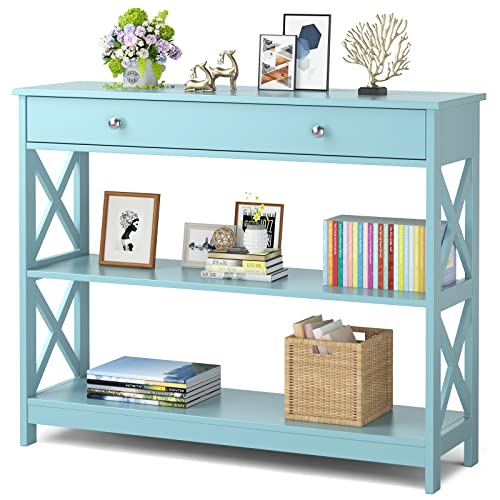 KOTEK Console Table with Drawer and Storage Shelves