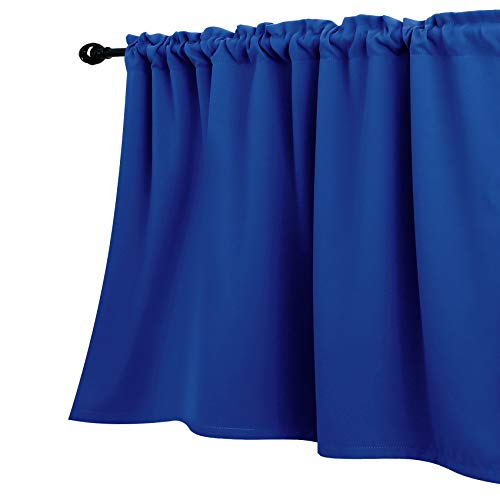 KOUFALL Blue 18" Blackout Valances for Bedroom and Kitchen