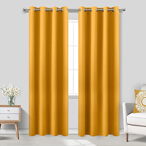 KOUFALL Yellow Curtains 84 Inch Length