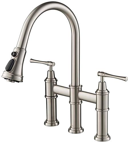 Kraus Allyn Bridge Kitchen Faucet with Pull-Down Spray in Stainless Steel