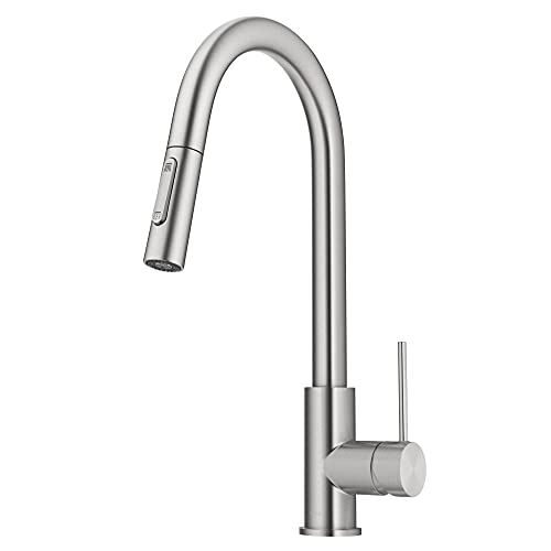 Kraus Oletto Contemporary Pull-Down Kitchen Faucet, 16.25 inch, Stainless Steel