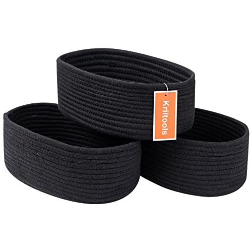 Stylish Black Cotton Rope Storage Baskets - Set of 3