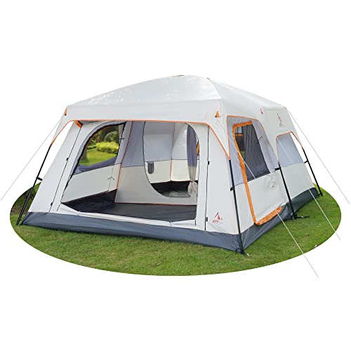KTT Extra Large 12-Person Cabin Tent: 2 Rooms, 3 Doors, Waterproof