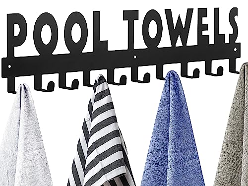 Kuhome Pool Towel Rack Outdoor Pool Towel Hooks Storage