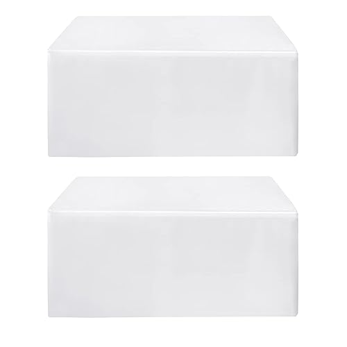 KWEPZEY Fitted White Table Clothes - 72 x 30 Inch - 2 Pack