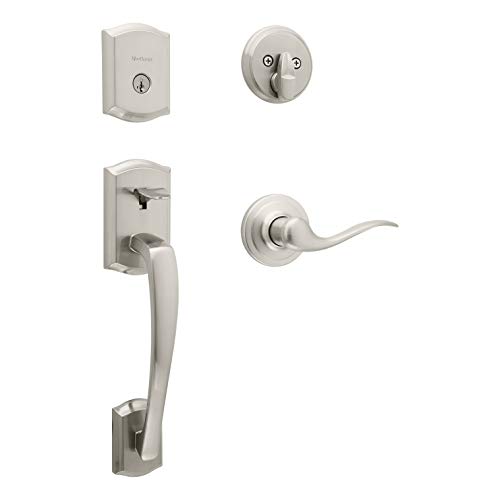 Kwikset Prescott Front Door Lock and Handle Set in Satin Nickel