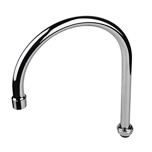 KWODE Gooseneck Swivel Spout 8 Inch Replacement Kit with Swing Nozzle for Commercial Kitchen Sink Faucet 360 Degree Stainless Steel Add-on Spout, Chrome Finish