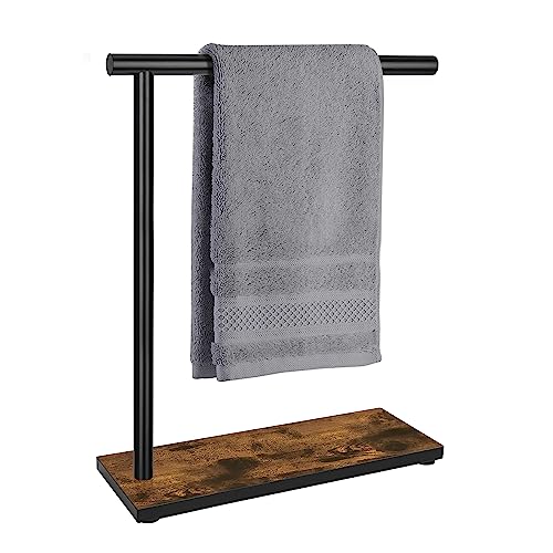 L Shape Hand Towel Stand with Weighted Wood Base
