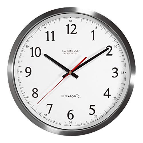 La Crosse Technology 404-1235UA-SS 14 Inch UltrAtomic Analog Stainless Steel Wall Clock