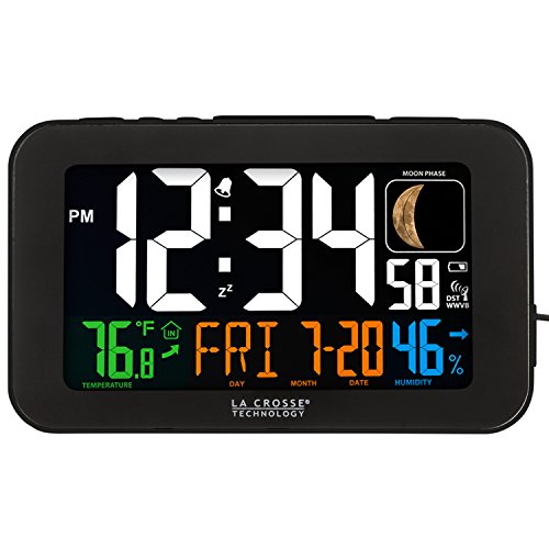La Crosse Technology 617-1485B Atomic Color Alarm Clock with USB Charging Port