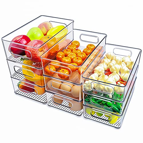 Lachesis Fridge Organizer Bins - Stackable Clear Storage for Kitchen and Pantry