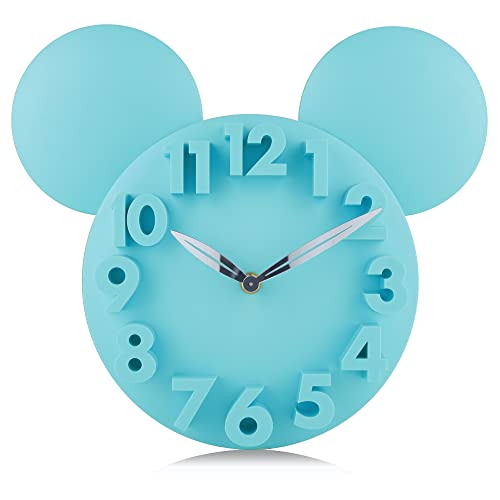 Lafocuse 3D Numbers Blue Mouse Wall Clock