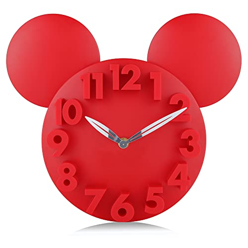 Lafocuse 3D Numbers Red Mouse Wall Clock