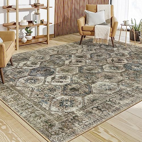 Lahome Geometric Tribal Area Rug with Rubber Backing