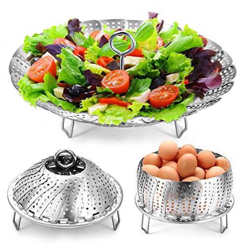 Steamer Basket Stainless Steel Vegetable Steamer Basket Folding Steamer  Insert for Veggie Fish Seafood Cooking, Expandable to Fit Various Size Pot  (5 to 8.5)