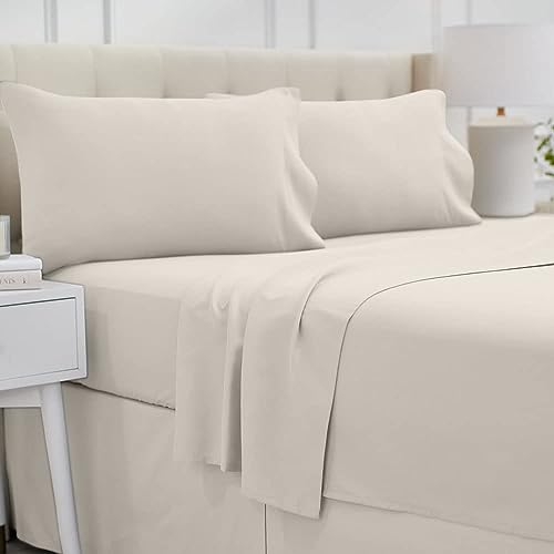 lalaLOOM Hotel Luxury Microfiber Bed Sheet Set, Cream