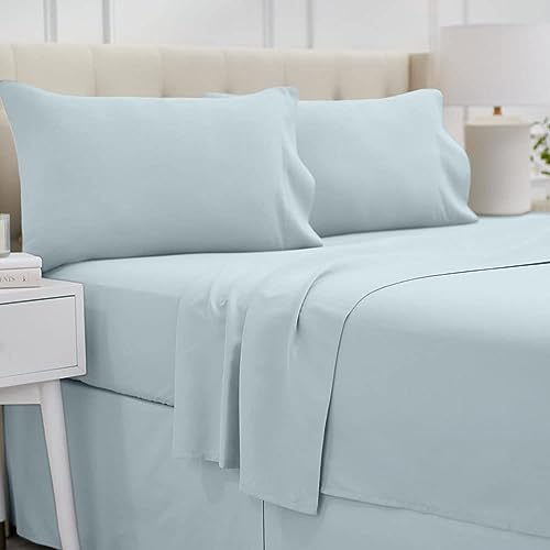 lalaLOOM Twin Bed Sheet Set, Sea Blue