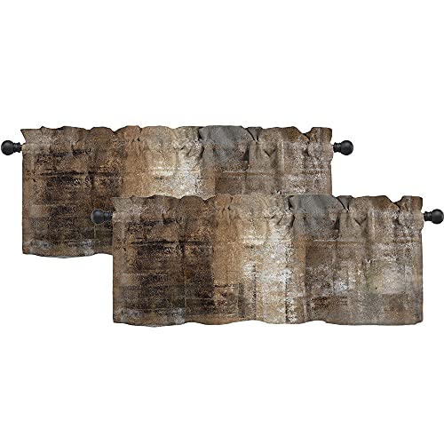 LALILO Brown Grey Abstract Art Valances - 52 X 18 Inch,2 Panel