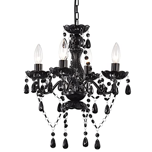 LaLuLa Mini Crystal 4-Light Black Chandelier