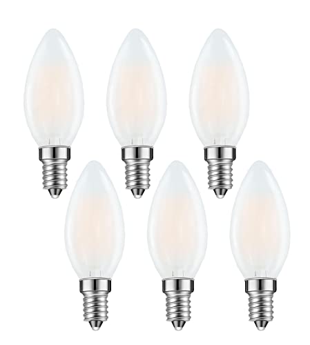 Lamsky E14 4W Dimmable LED Chandelier Bulbs 6-Pack, Warm White 2700K