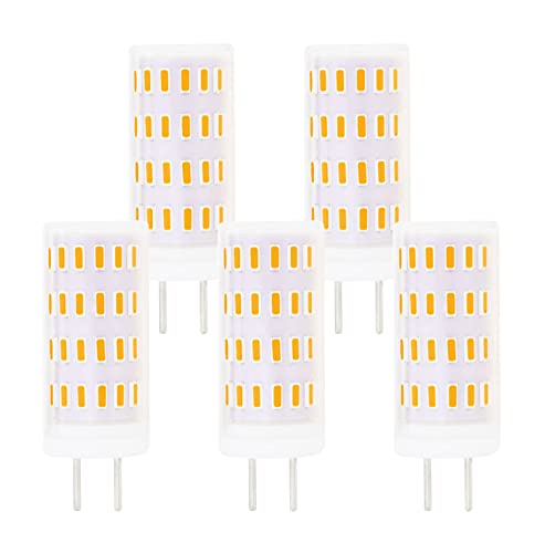 Lamsky GY6.35 LED Light Bulb Dimmable,G6.35/GY6.35 Bi-pin Base 5W,AC/DC 12V 24V Warm White 3000K,GY6.35 Base T4 JC Type 50W Halogen Replacement(5-Pack)