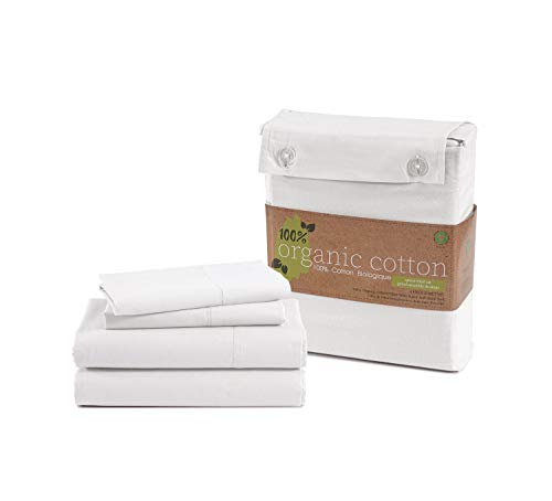 Luxe Organic Cotton Queen Sheets, 4-Piece Set - Ultra Soft, Breathable, White