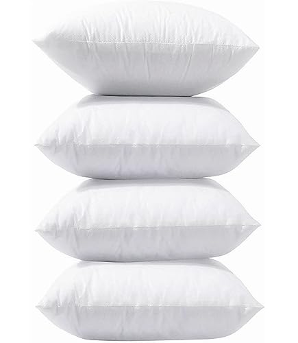 Lane Linen 4-Pack 18x18 White Pillow Inserts for Decorative Pillows