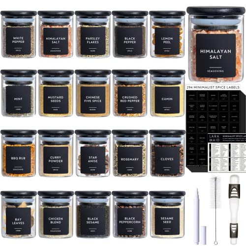 Laramaid 2.5oz 20Pack Spice Jars with Labels and Bamboo Lids
