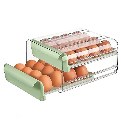 CHANCETSUI 2-Layer Egg Fresh Storage Box for Fridge - Green