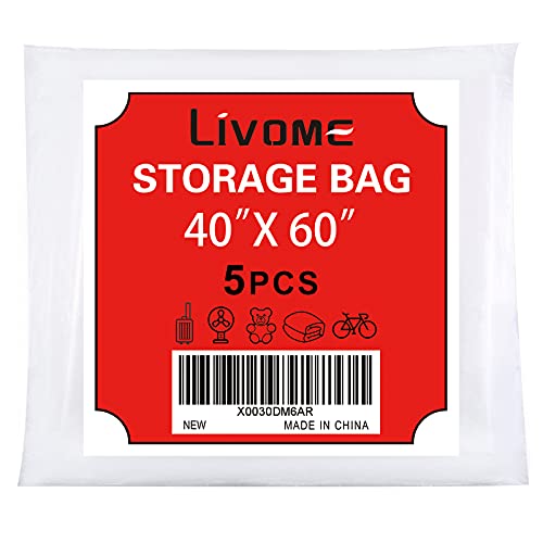 Extra Large Clear Plastic Storage Bags,5Pieces 40x60 Inches Big Giant Jumbo