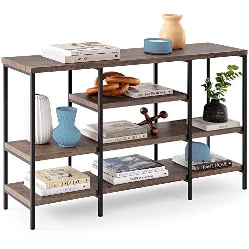 Large Console Table with 4-Tier Storage - Dark Walnut
