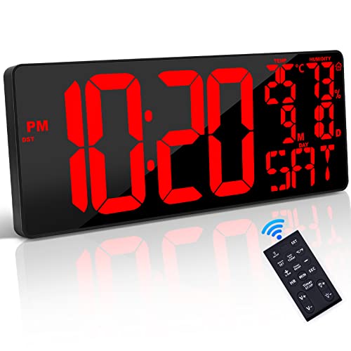 Large Digital Wall Clock with Remote Control