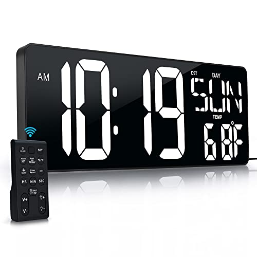 Large Digital Wall Clock with Remote Control