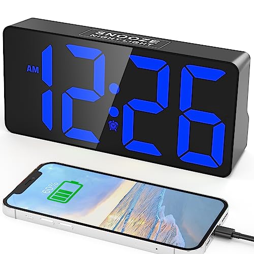 Large Display Digital Clock with Dual Alarms and USB Charger Ports