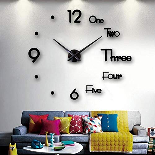 Large DIY Wall Clock Frameless 3D Mirror Wall Clock for Living Room Home Office Decoration Stickers