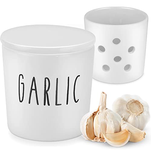 Large Garlic Keeper - Ceramic Garlic Container Storage