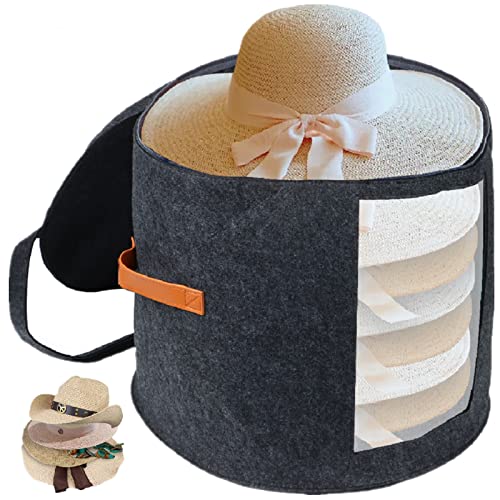 Large Hat Box Foldable Felt Round Hat Organizer