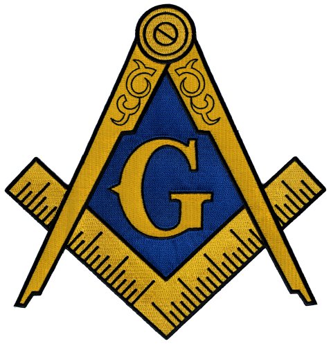 Large Patch Embroidered Iron-On Freemason Emblem Square Compass