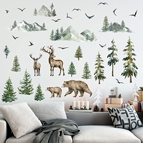 Large Pine Tree Wall Decals for Kids Room Nursery Decor