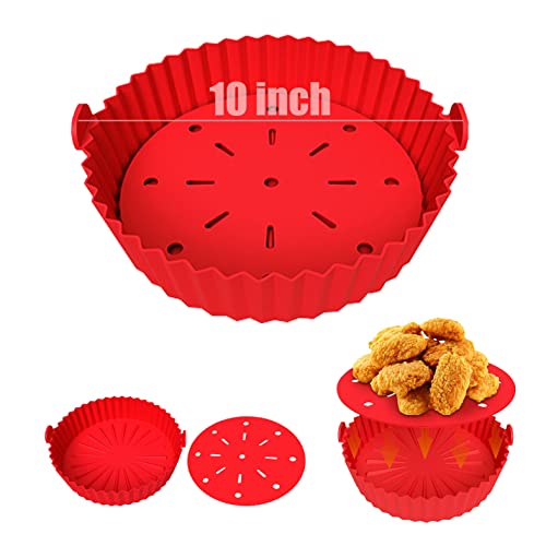 Large Reusable Air Fryer Silicone Basket with Round Silicone Mat
