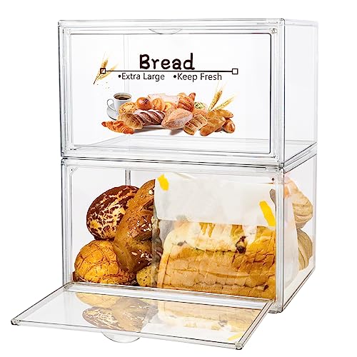 Large Stackable Bread Box with Fresh-keeping Bags
