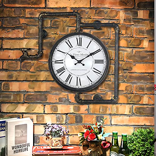 Large Steampunk Wall Clock with Roman Numerals