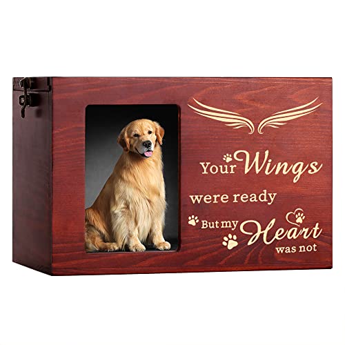 Large Wooden Pet Memorial Urn with Photo Frame