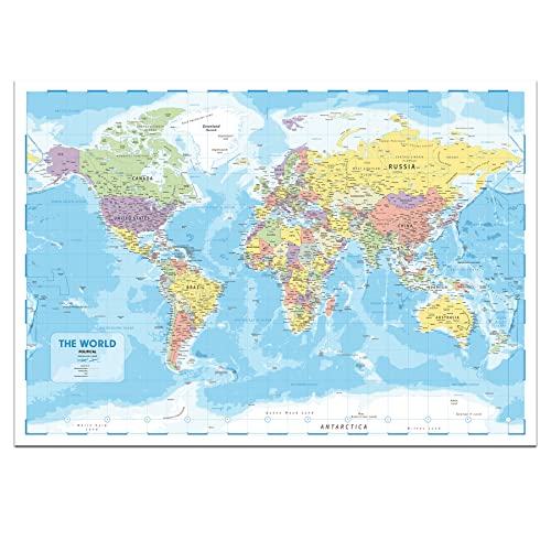 Large World Map Poster - Perfect for Classroom, Kids & Travel