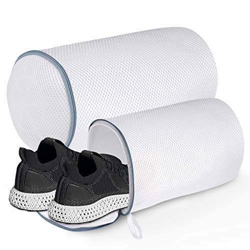 Laundry Bag for Shoes, Polyester Zippered Mesh Shoes Wash Bags, Washer and Dryer Safe Laundry Bag for Sneaker, Socks, Bras, Set of 2(XL+L)