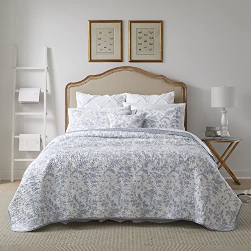 Amberley Blue Queen Quilt Set with Bonus Pillow Cover" - Laura Ashley