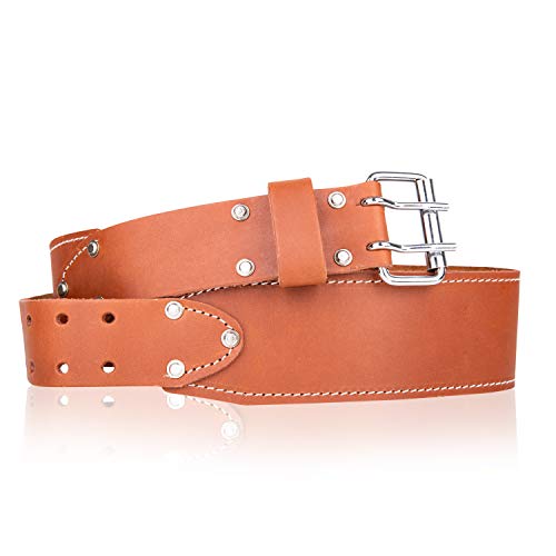 LAUTUS 3-Inch Tapered Work Belt in Heavy Oiled Tanned Leather
